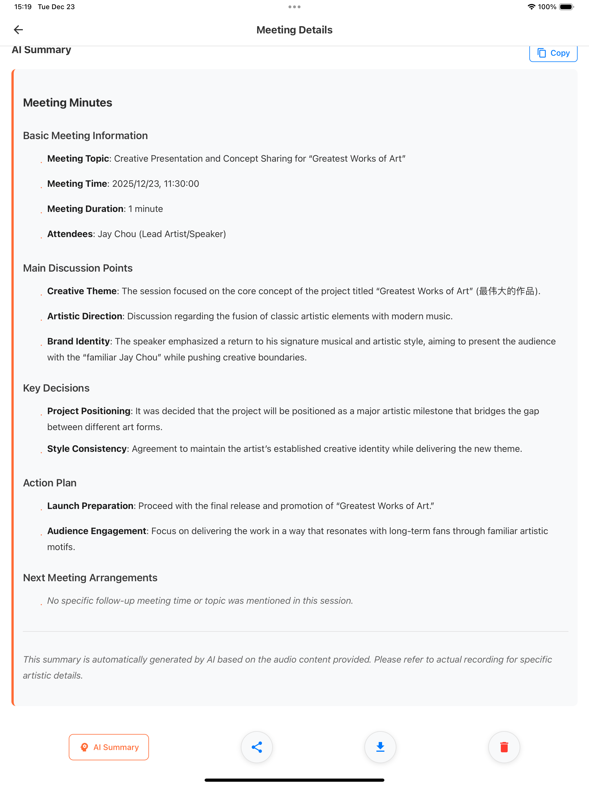 Meeting List on iPad